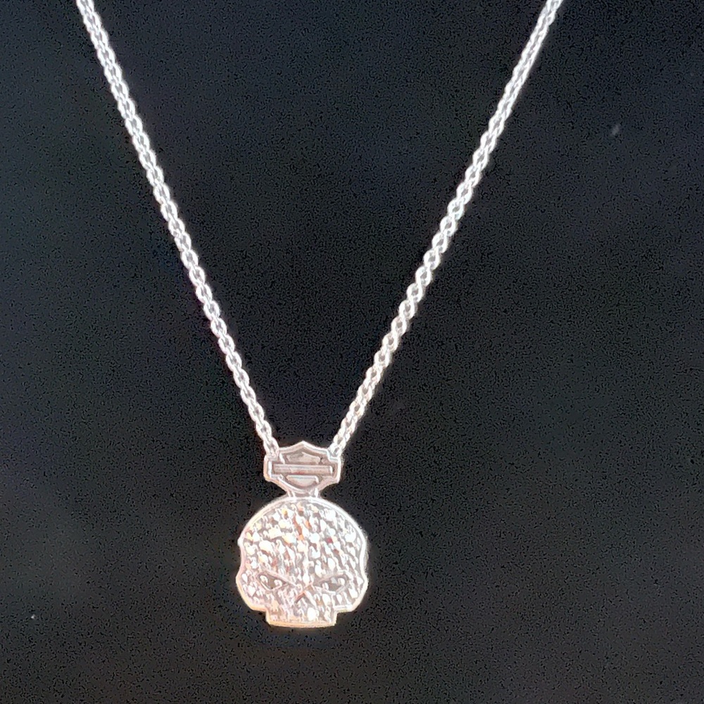 Harley-Davidson® Women's Marcasite & Black Bling Skull Necklace in MOD Box 💎 - Picture 3 of 13